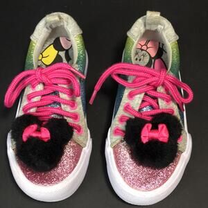 Disney Minnie‎ Mouse Rainbow Glitter Sneakers Little Girl's Size 10 Pink Blue